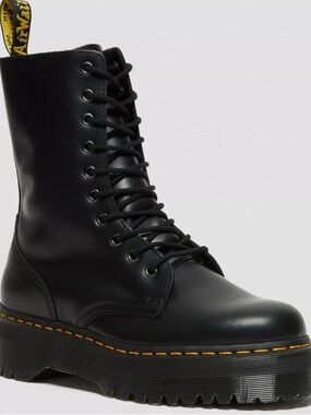 NEW Dr. Martens Jadon Hi Boot Snooth Black Leather Combat Boots